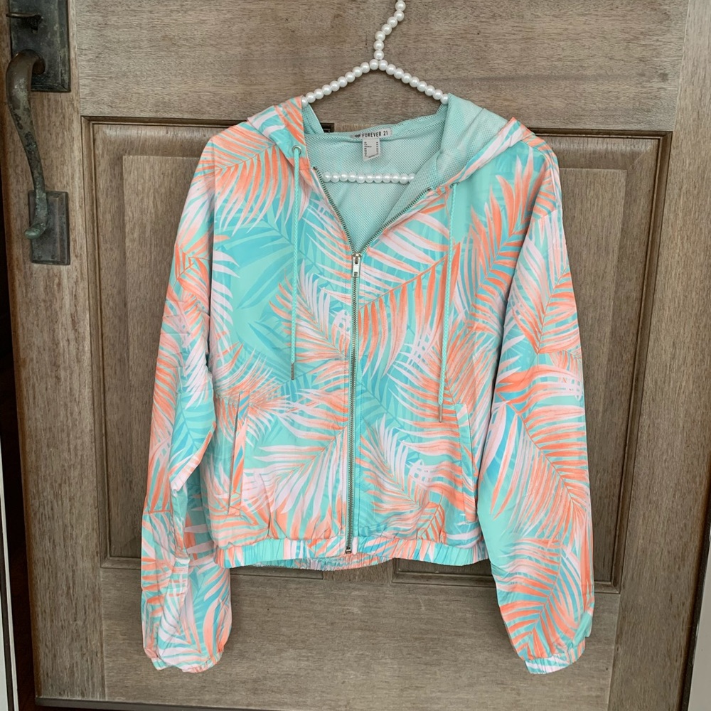palm leaf forever 21 windbreaker!